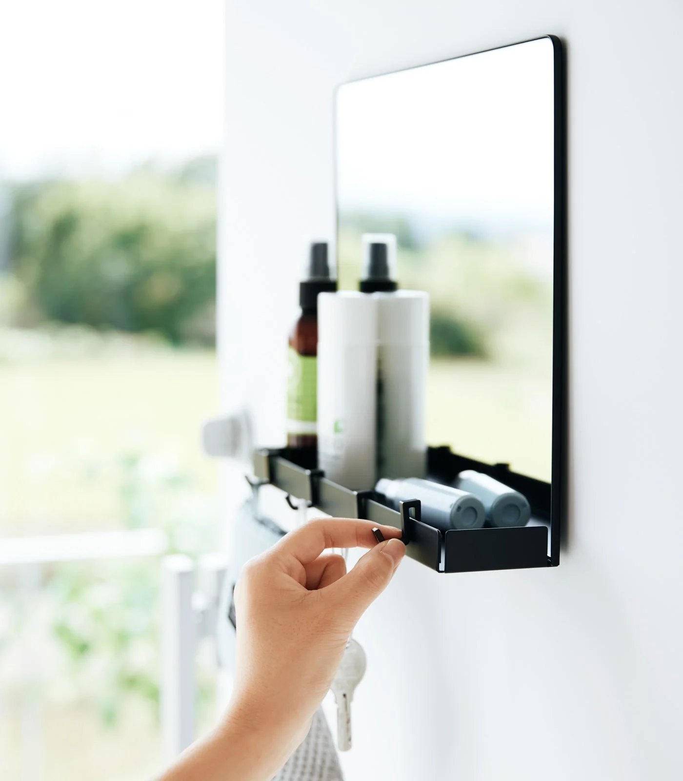 Magnetic Mirror with Storage Rack - Glass - Image 5