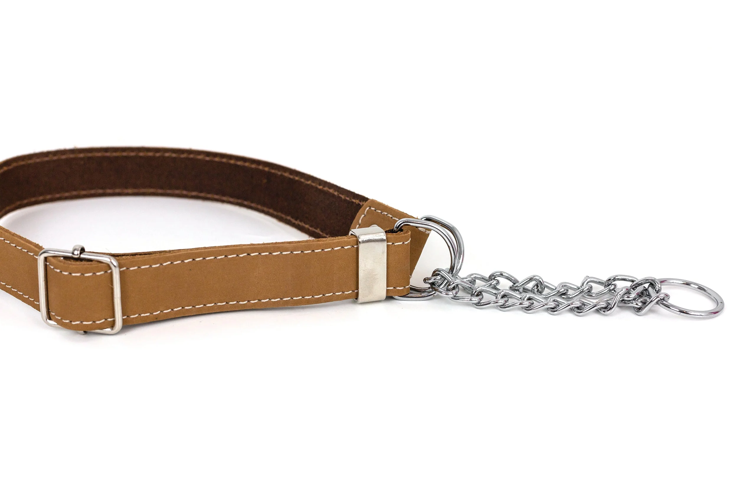Martingale Khaki Leather Dog Collar - Image 2