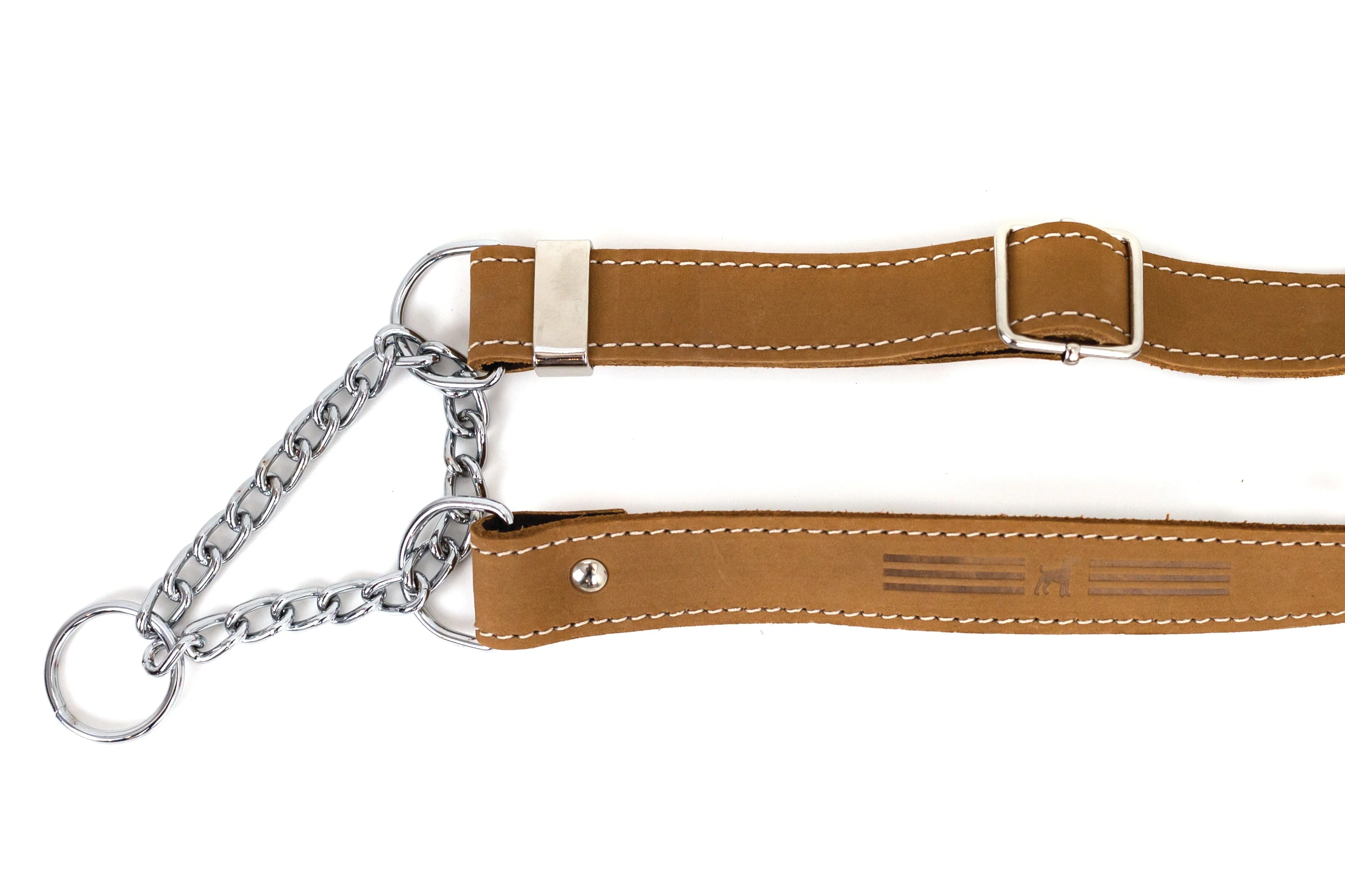 Martingale Khaki Leather Dog Collar - Image 3
