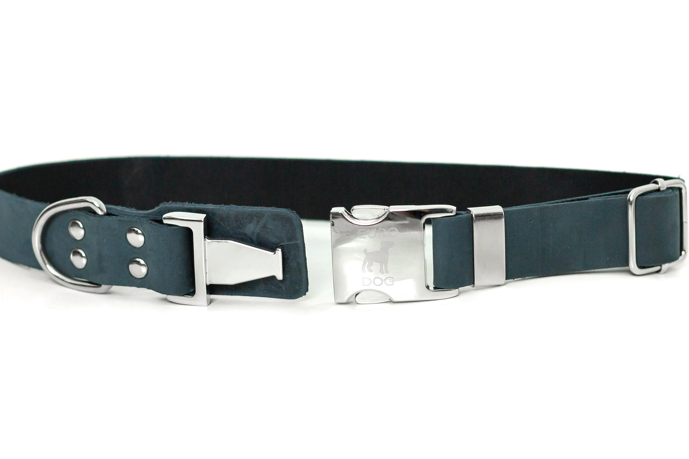 Modern Style Quick-Release Blue Jeans Leather Dog Collar - Image 2