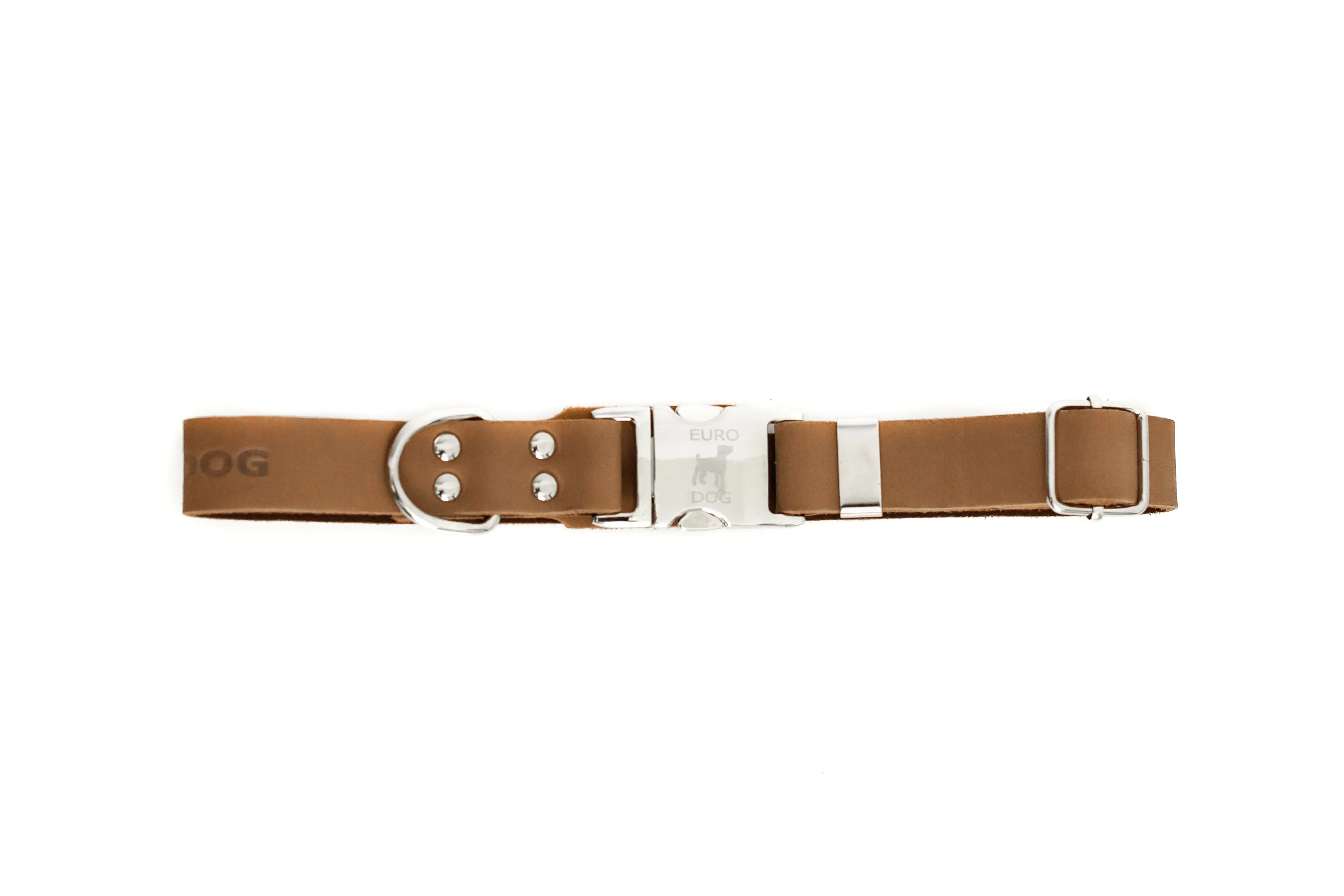 Modern Style Quick-Release Khaki Leather Dog Collar - Image 3