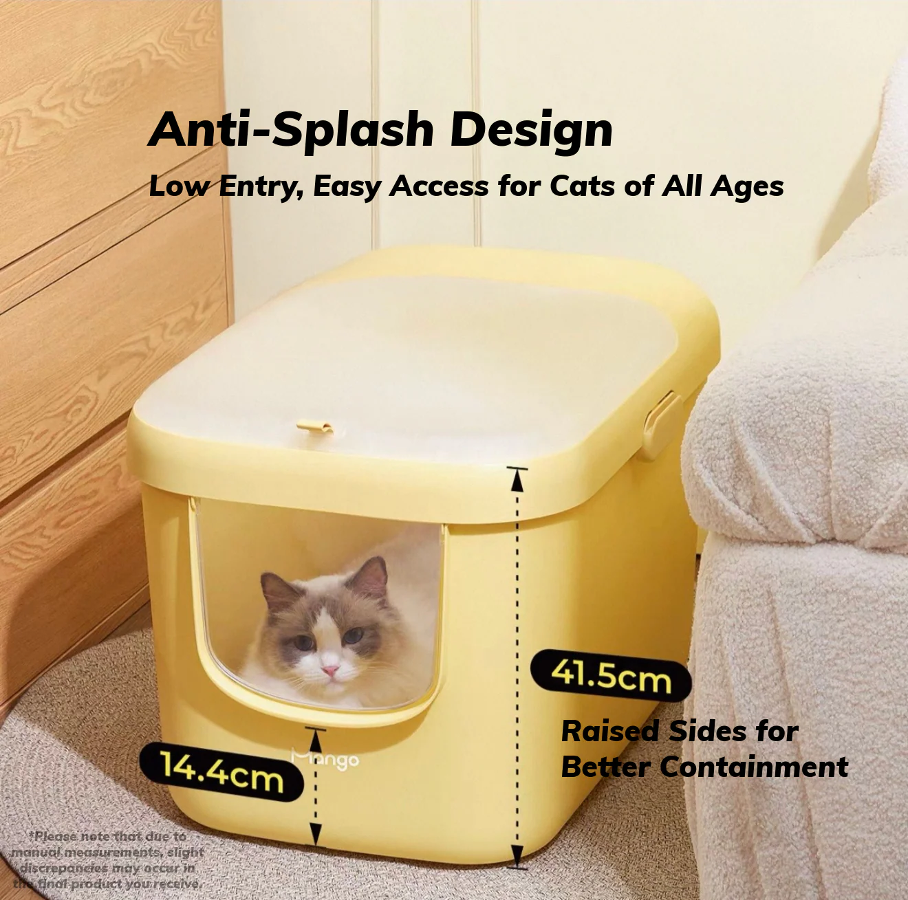 [NEW] Mango Space-Saving Enclosed Cat Litter Box – Narrow-Side Design with Low Entry - Image 3