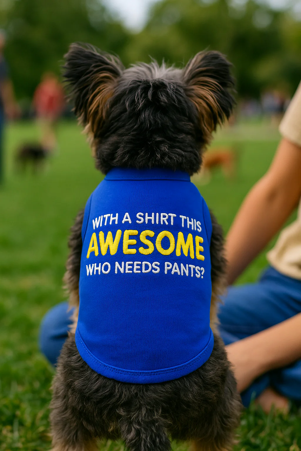 Parisian Pet 'Awesome' Dog & Cat T-Shirt – Comfortable & Lightweight Cotton, Funny Novelty Pet Shirt – Blue - Image 3