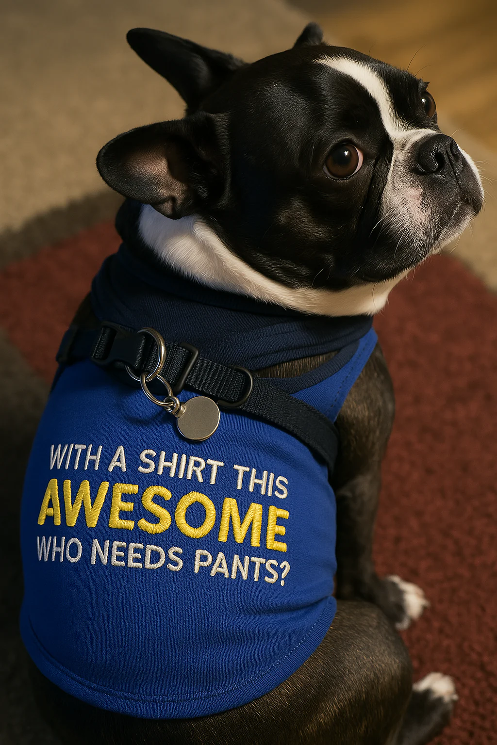 Parisian Pet 'Awesome' Dog & Cat T-Shirt – Comfortable & Lightweight Cotton, Funny Novelty Pet Shirt – Blue - Image 4
