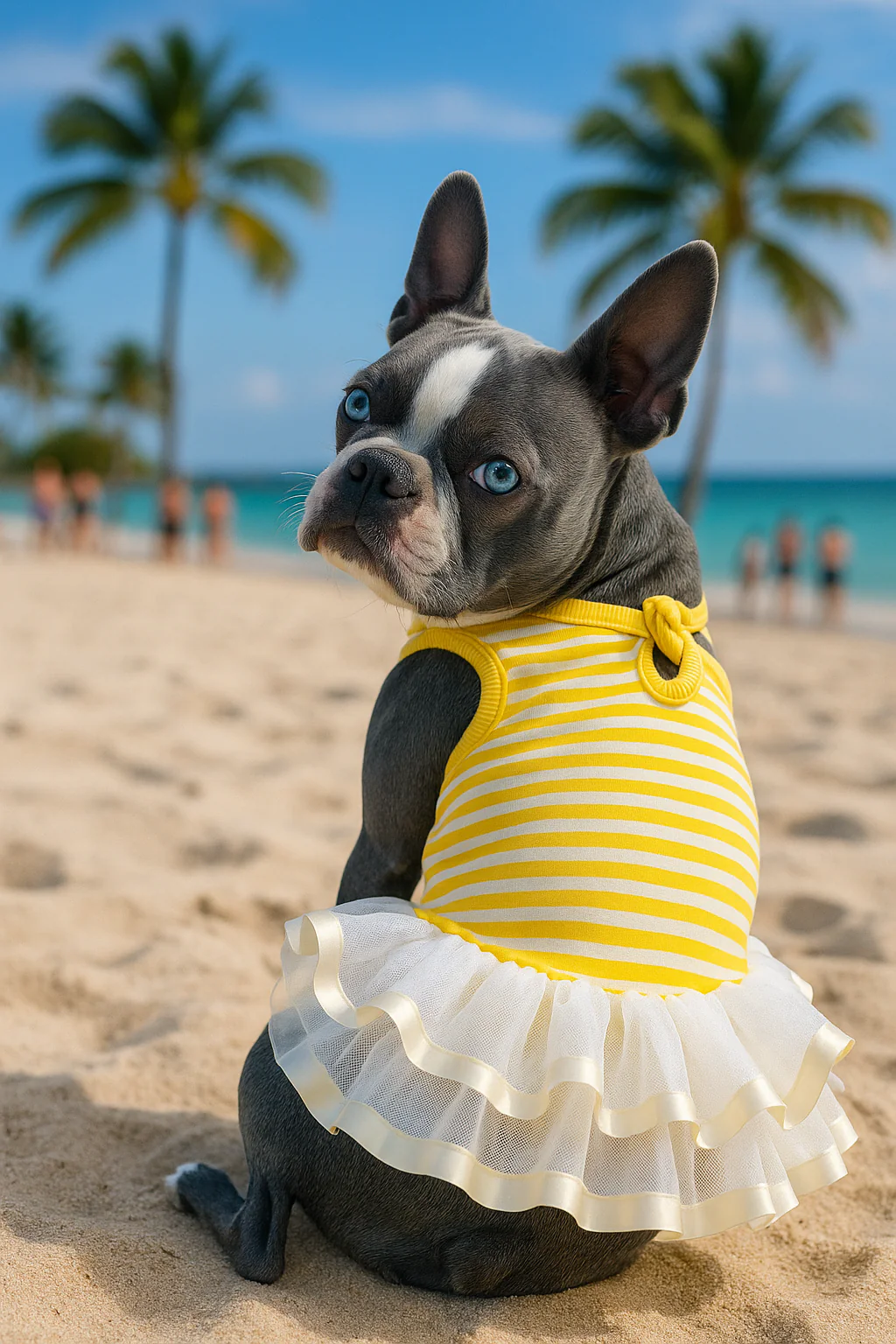 Parisian Pet 'Ballerina Dress' for Dogs and Cats, Comfortable Sleeveless, Yellow with White Stripes - Image 4