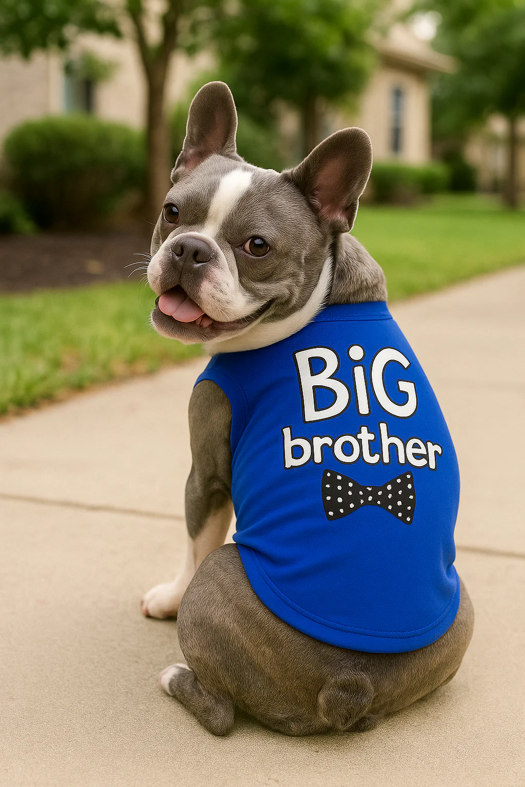 Parisian Pet 'Big Brother' Embroidered Pet T-Shirt – Cute Sibling Announcement Dog Shirt for Dogs & Cats, Blue - Image 5