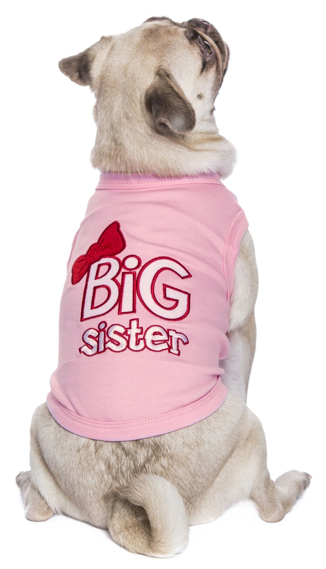 Parisian Pet 'Big Sister' Trendy Dog Apparel – Breathable Embroidered Pet Wear for Dogs & Cats, Pink - Image 3