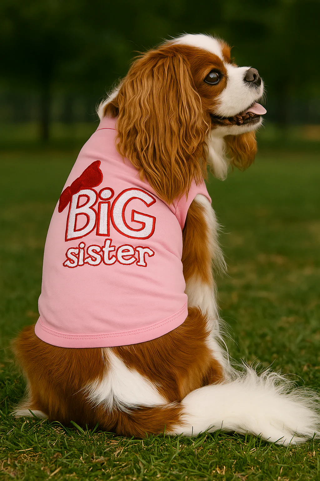 Parisian Pet 'Big Sister' Trendy Dog Apparel – Breathable Embroidered Pet Wear for Dogs & Cats, Pink - Image 6