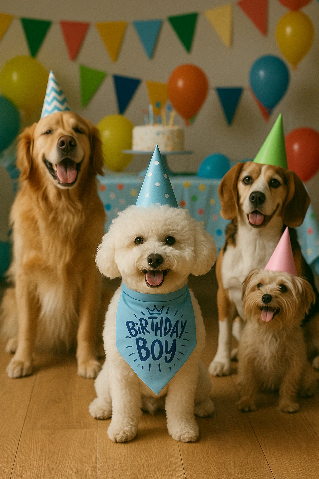 Parisian Pet 'Birthday Boy' Dog Bandana – Happy Birthday Pet Outfit, Fun Party Scarf for Dogs & Cats, Stylish & Comfy Celebration Clothing, Blue - Image 3