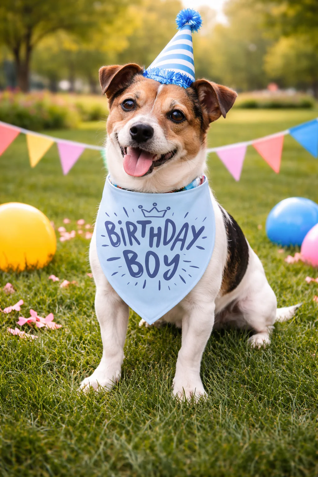 Parisian Pet 'Birthday Boy' Dog Bandana – Happy Birthday Pet Outfit, Fun Party Scarf for Dogs & Cats, Stylish & Comfy Celebration Clothing, Blue - Image 4