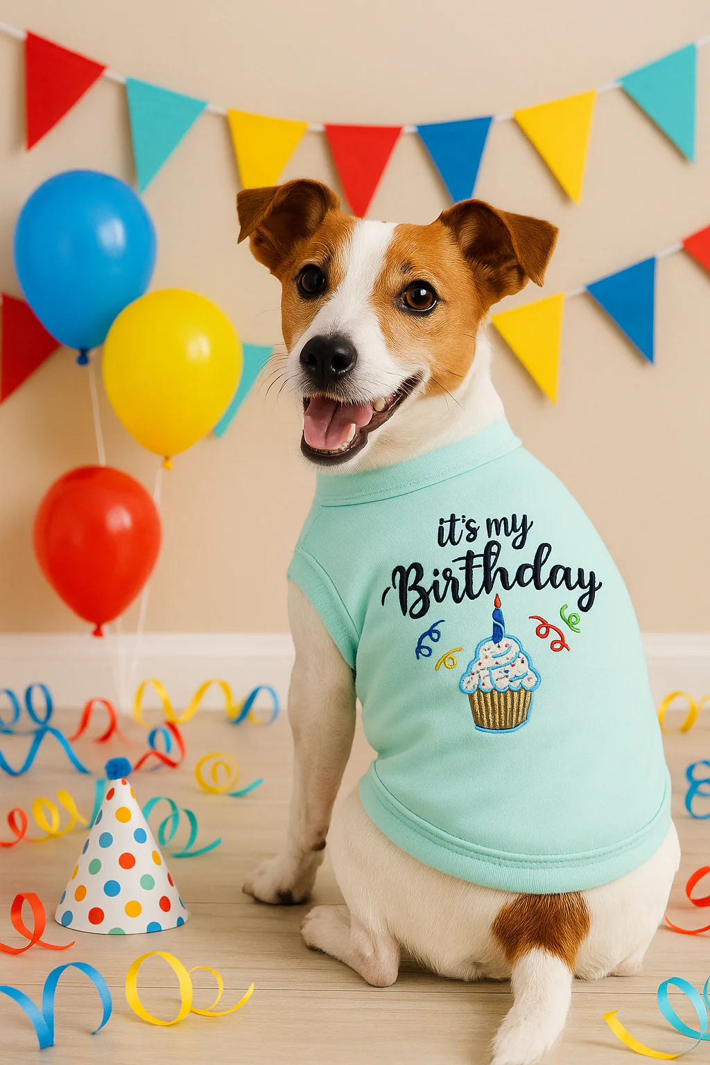 Parisian Pet 'Birthday Boy' Fun Slogan Dog T-Shirt –Premium Embroidered Celebratory Clothing for Dogs & Cats, Blue - Image 5