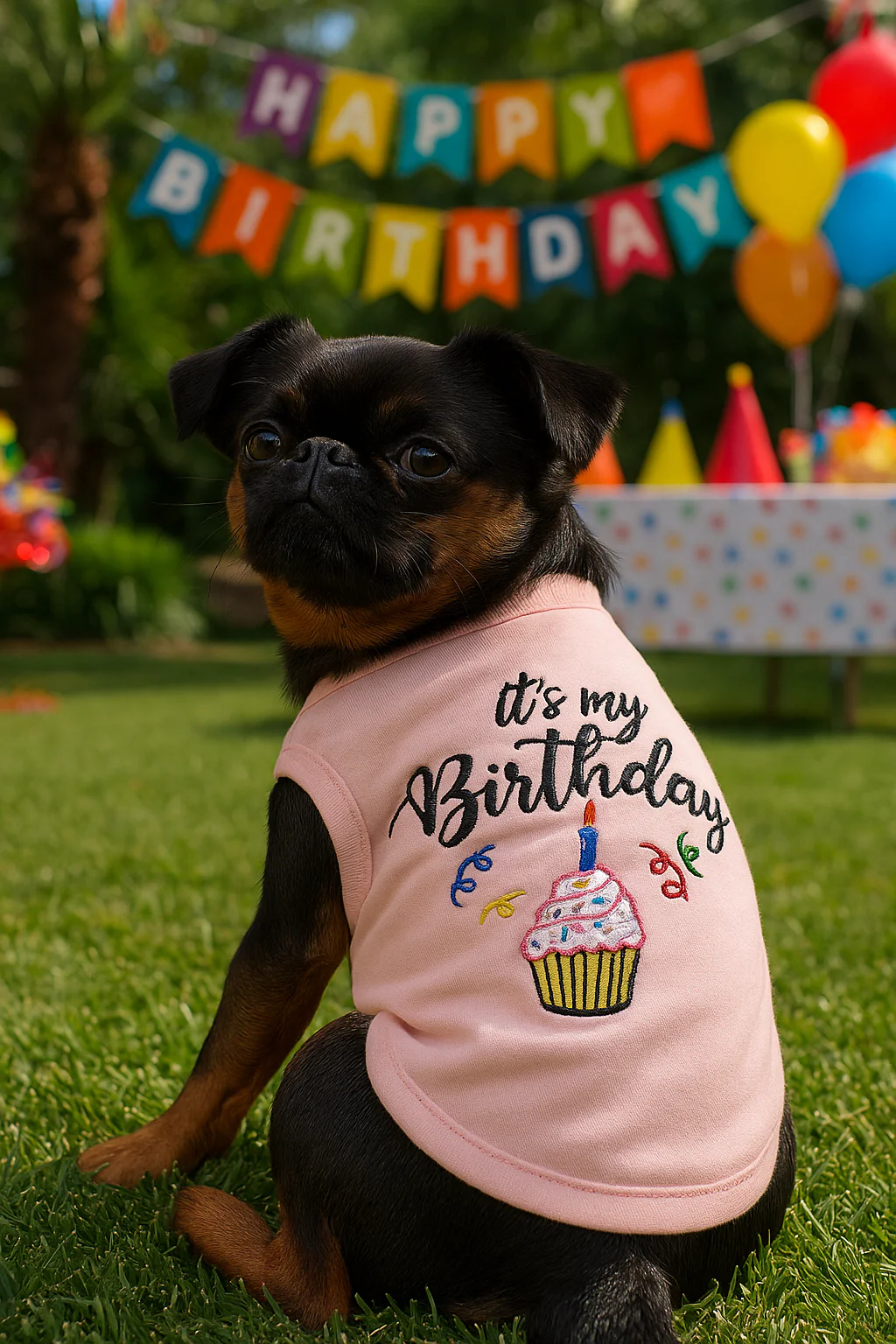 Parisian Pet 'Birthday Girl' Dog Shirt – Trendy and Breathable Party Outfit for Small Dogs & Cats, Pink - Image 5
