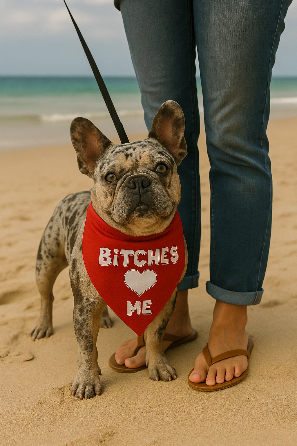 Parisian Pet 'Bitches Love Me' Bandana - Stylish, Comfortable, Trendy Red Bandana for Dogs & Cats, Fun Pet Fashion Accessory - Image 2