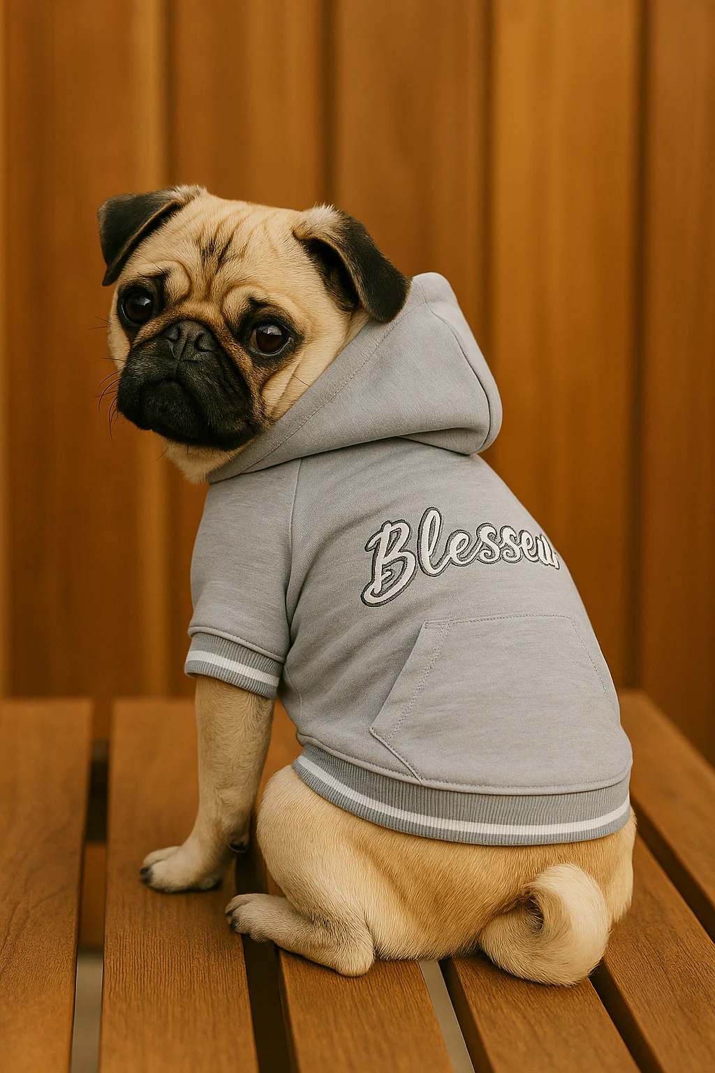 Parisian Pet 'Blessed Hoodie' in Gray - Trendy Pet Hoodie for Dogs & Cats, Perfect for Fall & Winter - Image 8