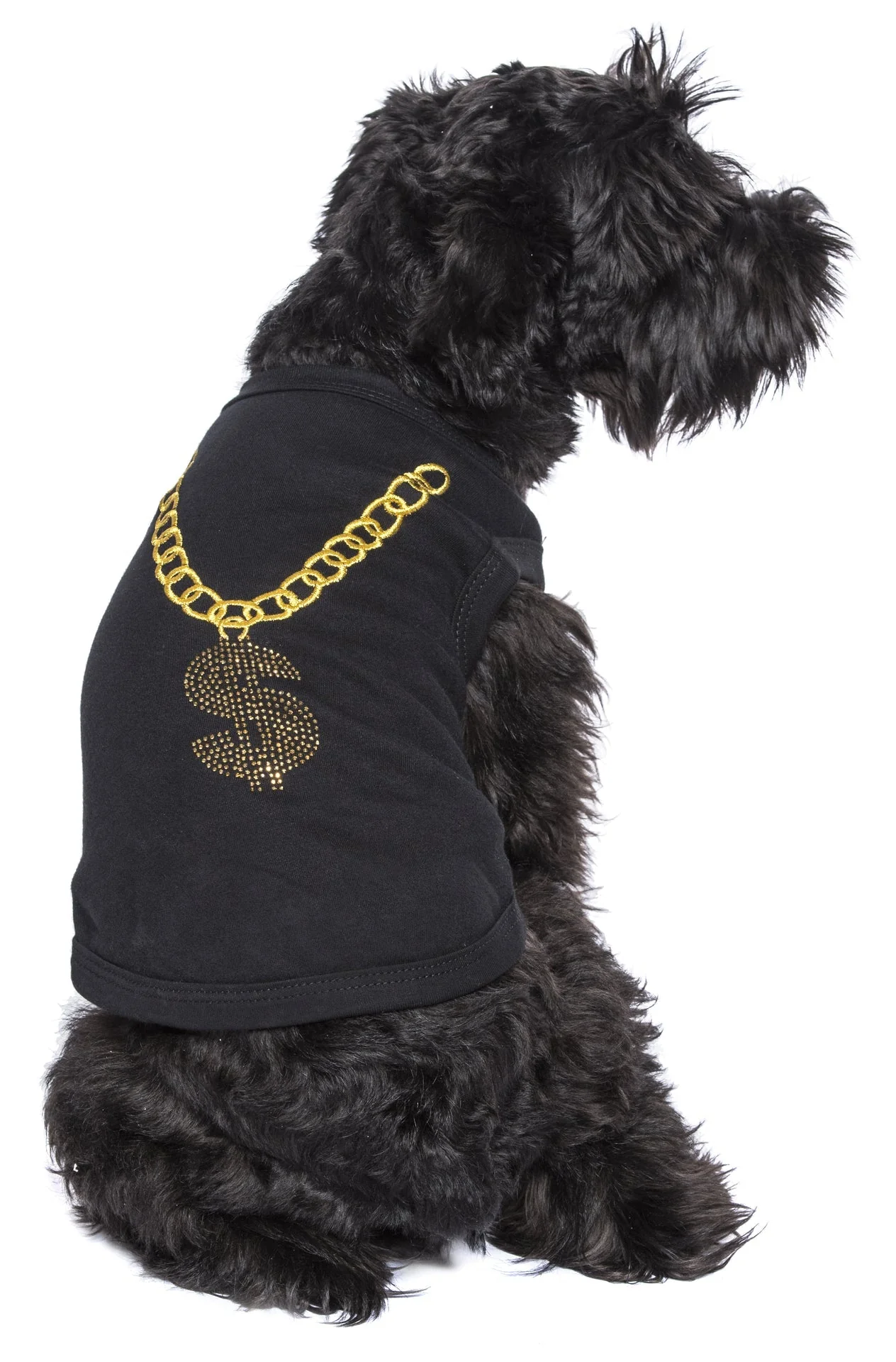 Parisian Pet 'Bling $' Dog Shirt – Sparkly Embroidered Pet T-Shirt for Dogs & Cats, Black - Image 4