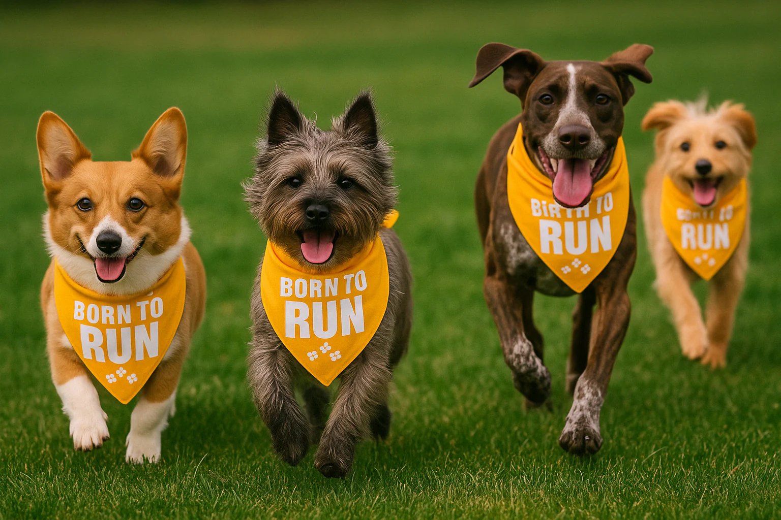 Parisian Pet 'Born to Run' Bandana - Fashionable, Soft, Comfortable Yellow Bandana for Dogs & Cats - Image 4