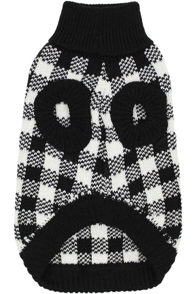 Parisian Pet 'Buffalo Checkered Sweater - Deer' for Dogs and Cats - Cozy, Stylish Winter Apparel in Classic White and Black - Image 2