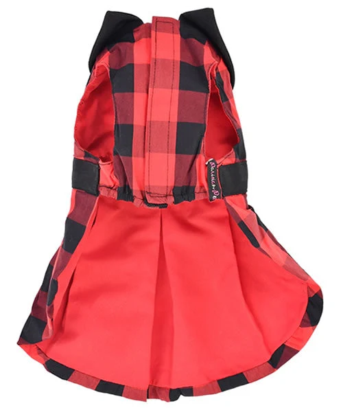 Parisian Pet 'Buffalo Checkered Taffeta Dress' Dog & Cat Shirt – Festive Holiday Pet Apparel – Red - Image 2