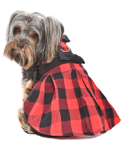 Parisian Pet 'Buffalo Checkered Taffeta Dress' Dog & Cat Shirt – Festive Holiday Pet Apparel – Red - Image 3