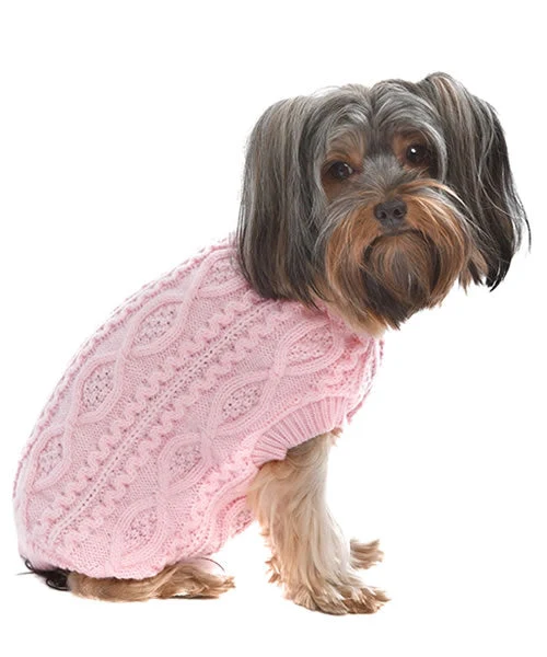 Parisian Pet 'Cable Knit Sweater' - Warm & Stylish Pet Sweater in Blush Pink for Dogs & Cats-Valentine's Day-Valentine's Day - Image 3