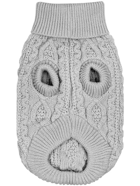 Parisian Pet 'Cable Knit Sweater' - Warm & Stylish Pet Sweater in Cloud Gray for Dogs & Cats - Image 2