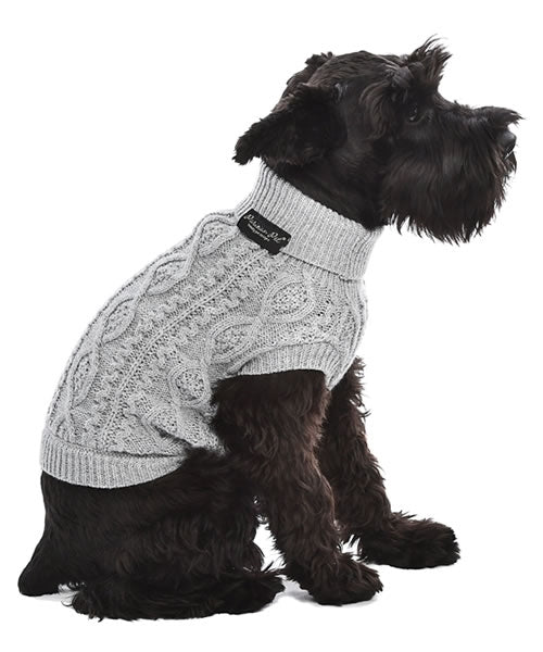 Parisian Pet 'Cable Knit Sweater' - Warm & Stylish Pet Sweater in Cloud Gray for Dogs & Cats - Image 3