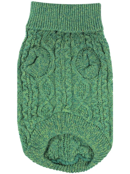 Parisian Pet 'Cable Knit Sweater' - Warm & Stylish Pet Sweater in Green for Dogs & Cats - Image 2