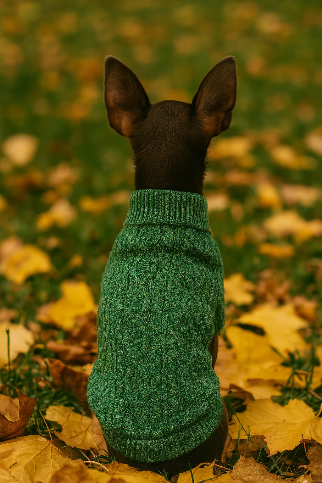 Parisian Pet 'Cable Knit Sweater' - Warm & Stylish Pet Sweater in Green for Dogs & Cats - Image 3