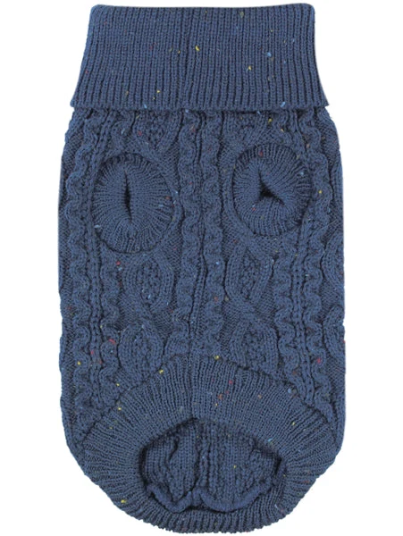 Parisian Pet 'Cable Knit Sweater' - Warm & Stylish Pet Sweater in Navy Blue for Dogs & Cats - Image 2