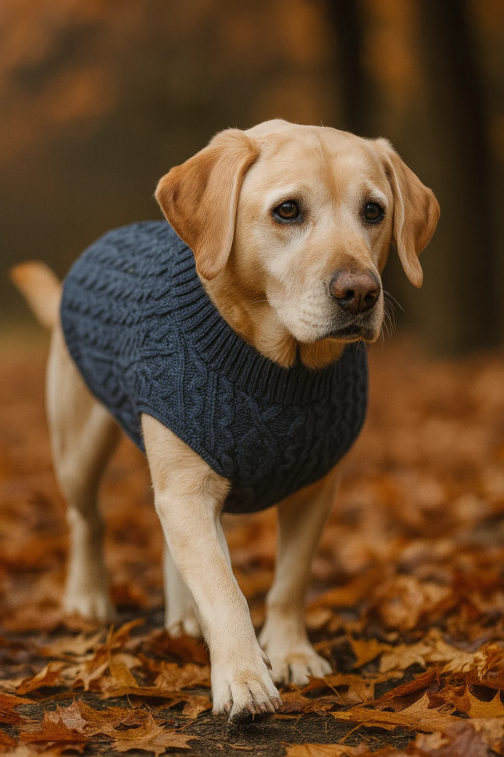 Parisian Pet 'Cable Knit Sweater' - Warm & Stylish Pet Sweater in Navy Blue for Dogs & Cats - Image 4