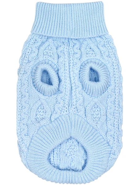 Parisian Pet 'Cable Knit Sweater' - Warm & Stylish Pet Sweater in Powder Blue for Dogs & Cats - Image 2