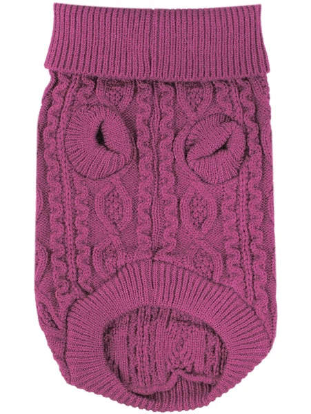Parisian Pet 'Cable Knit Sweater' - Warm & Stylish Pet Sweater in Raspberry for Dogs & Cats-Valentine's Day - Image 2