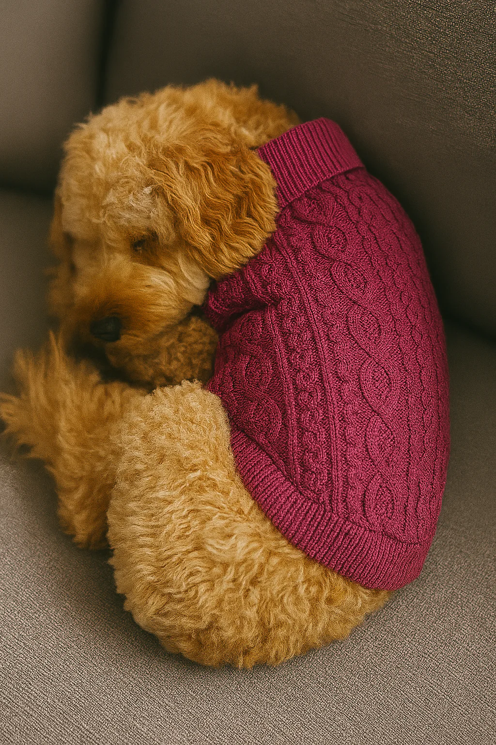 Parisian Pet 'Cable Knit Sweater' - Warm & Stylish Pet Sweater in Raspberry for Dogs & Cats-Valentine's Day - Image 6