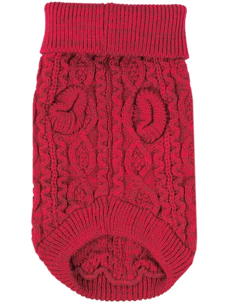 Parisian Pet 'Cable Knit Sweater' - Warm & Stylish Pet Sweater in Red for Dogs & Cats-Valentine's Day - Image 2