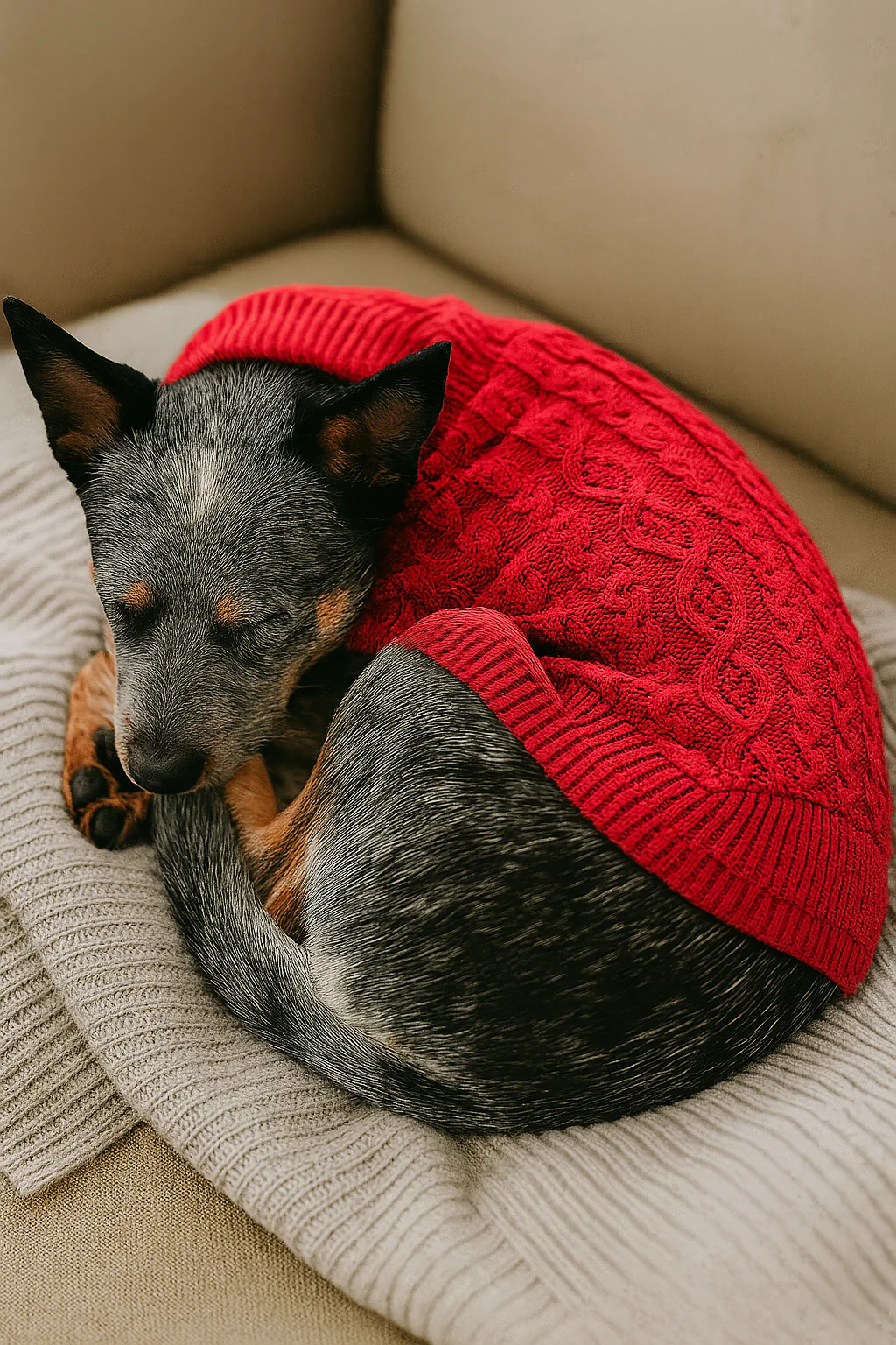 Parisian Pet 'Cable Knit Sweater' - Warm & Stylish Pet Sweater in Red for Dogs & Cats-Valentine's Day - Image 3