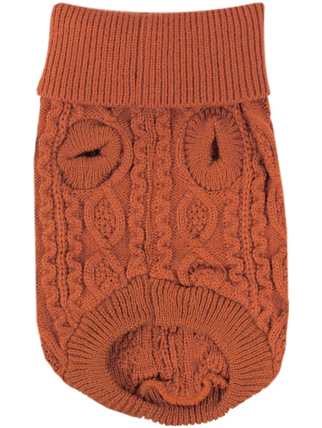 Parisian Pet 'Cable Knit Sweater' - Warm & Stylish Pet Sweater in Terracotta for Dogs & Cats - Image 2
