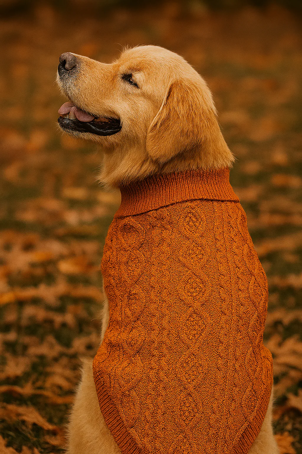 Parisian Pet 'Cable Knit Sweater' - Warm & Stylish Pet Sweater in Terracotta for Dogs & Cats - Image 3