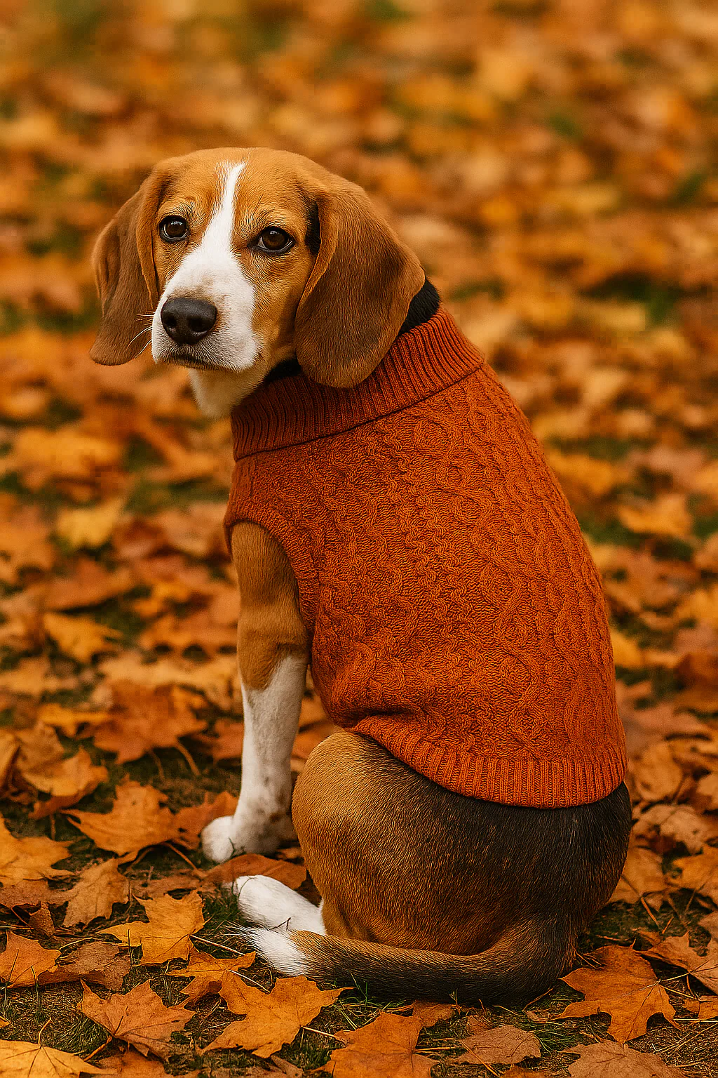 Parisian Pet 'Cable Knit Sweater' - Warm & Stylish Pet Sweater in Terracotta for Dogs & Cats - Image 5