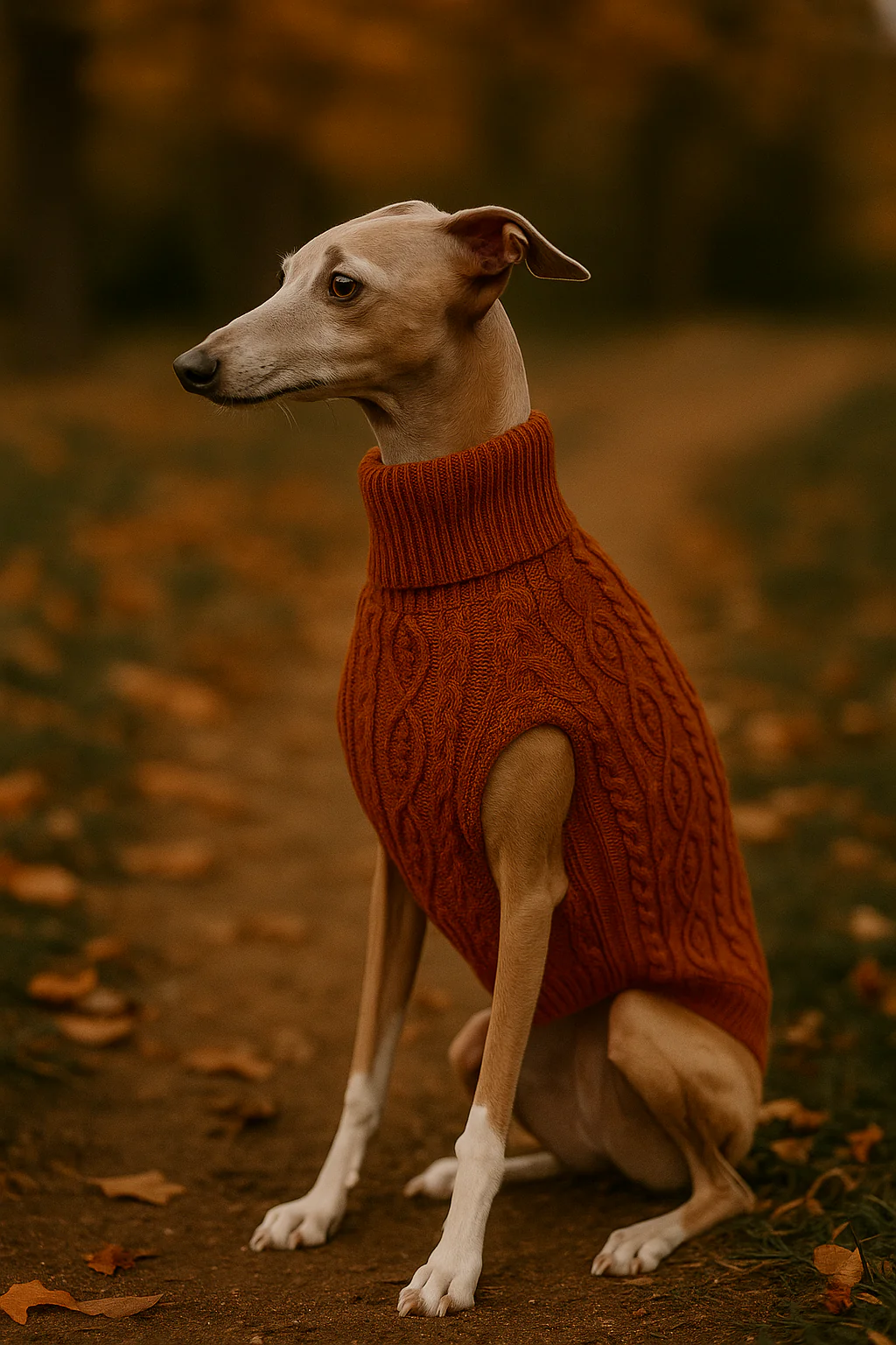 Parisian Pet 'Cable Knit Sweater' - Warm & Stylish Pet Sweater in Terracotta for Dogs & Cats - Image 8