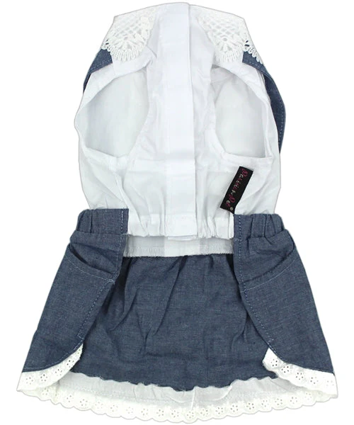 Parisian Pet 'Chambray Overall Dress' for Dogs and Cats, Designer Denim, Lightweight Summer Outfit, Blue - Image 2