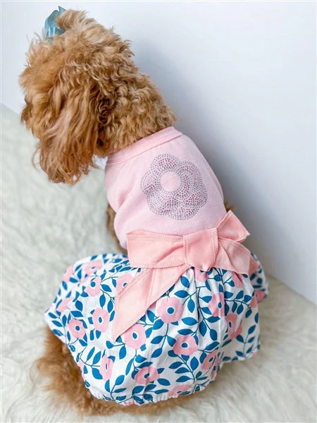 Parisian Pet 'Cherry Blossoms Dress' Dog & Cat Shirt – Designer Pink Floral Dress, Perfect for Summer – Pink-Valentine's Day - Image 3