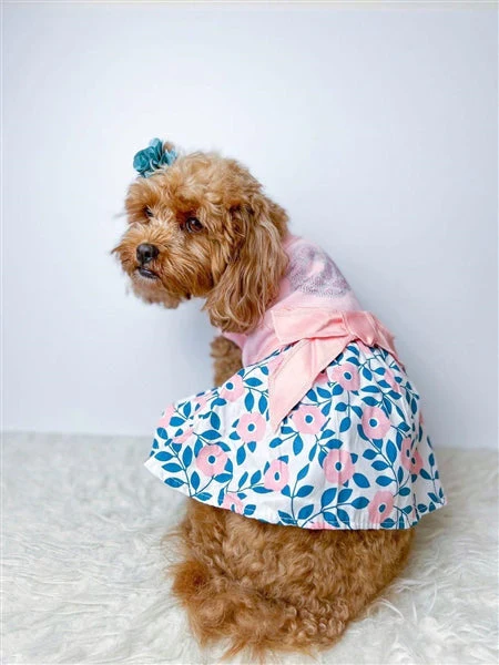 Parisian Pet 'Cherry Blossoms Dress' Dog & Cat Shirt – Designer Pink Floral Dress, Perfect for Summer – Pink-Valentine's Day - Image 4