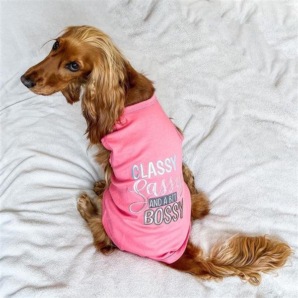 Parisian Pet 'Classy, Sassy, and a Bit Bossy' Dog & Cat T-Shirt – Trendy & Fun Pet Apparel - Pink - Image 3