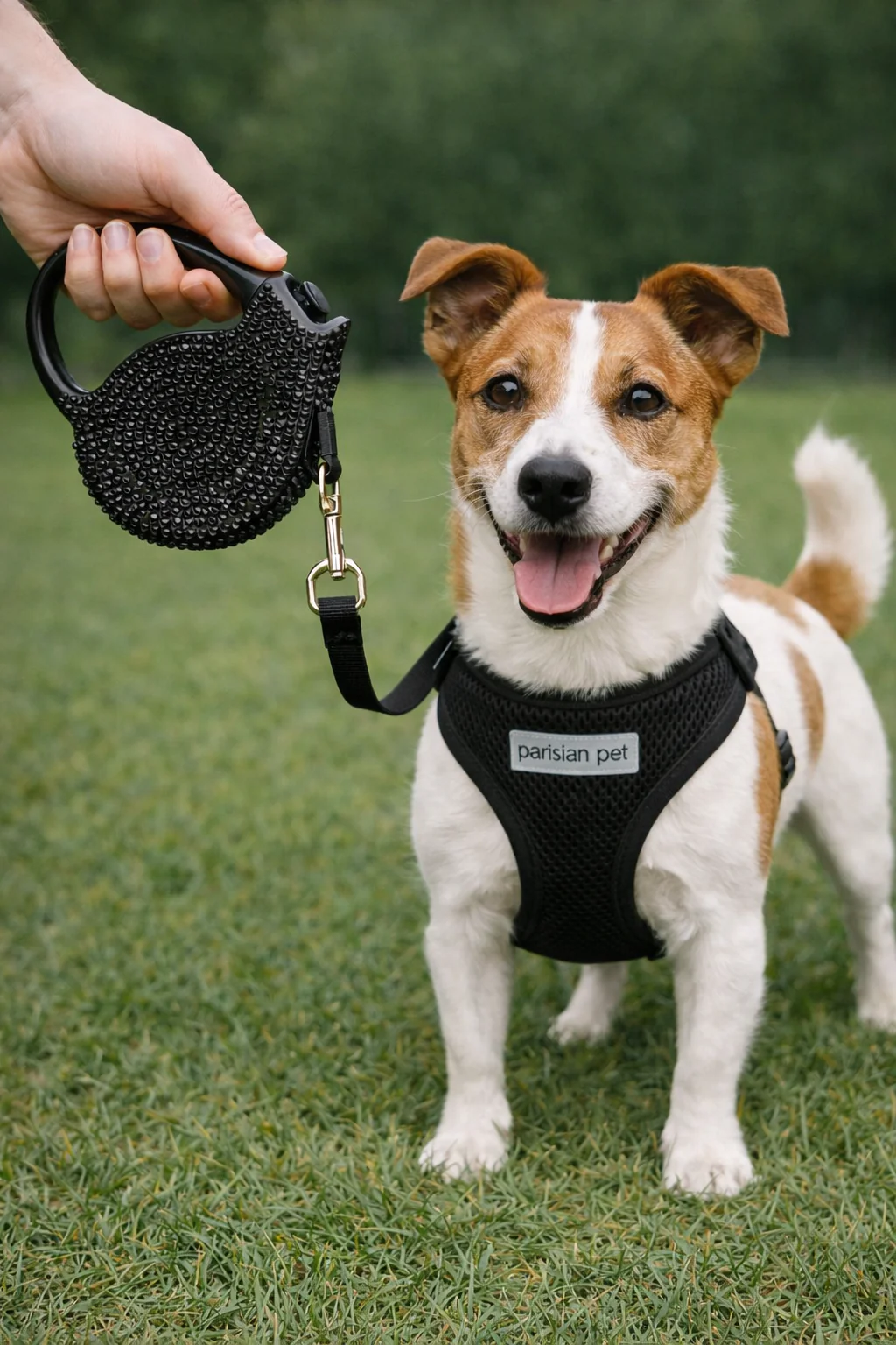 Parisian Pet 'Crystal Retractable Leash Black' for Dogs & Cats – Comfortable 16-Foot Leash, Retractable Design - Image 5