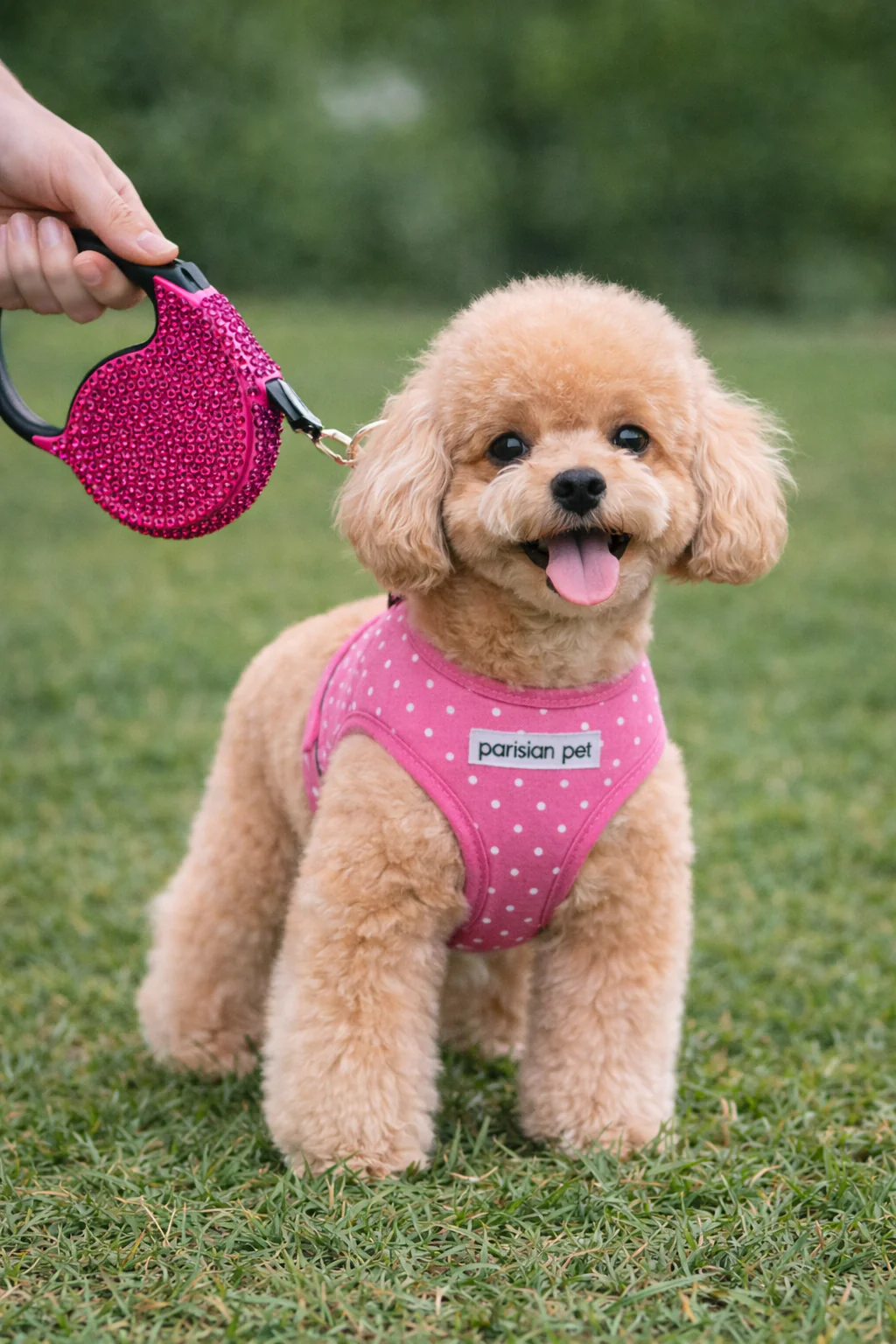Parisian Pet 'Crystal Retractable Leash Dark Pink' for Dogs & Cats – Durable, Stylish 16-Foot Leash with Ergonomic Handle - Image 3