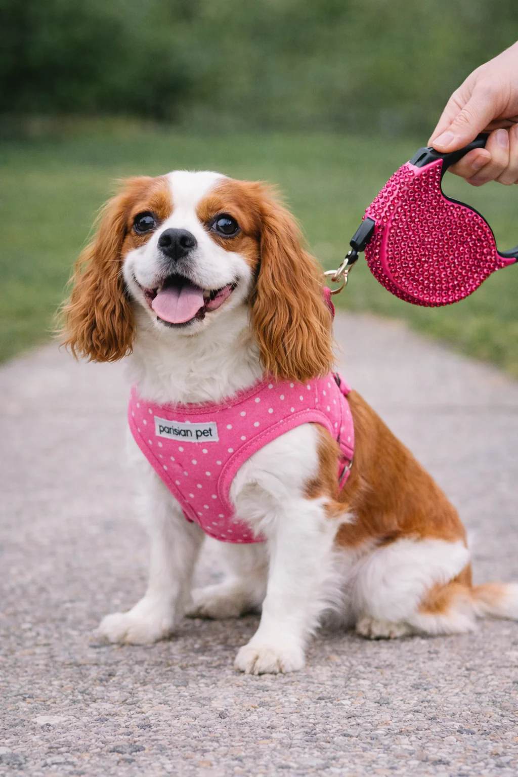 Parisian Pet 'Crystal Retractable Leash Dark Pink' for Dogs & Cats – Durable, Stylish 16-Foot Leash with Ergonomic Handle - Image 4