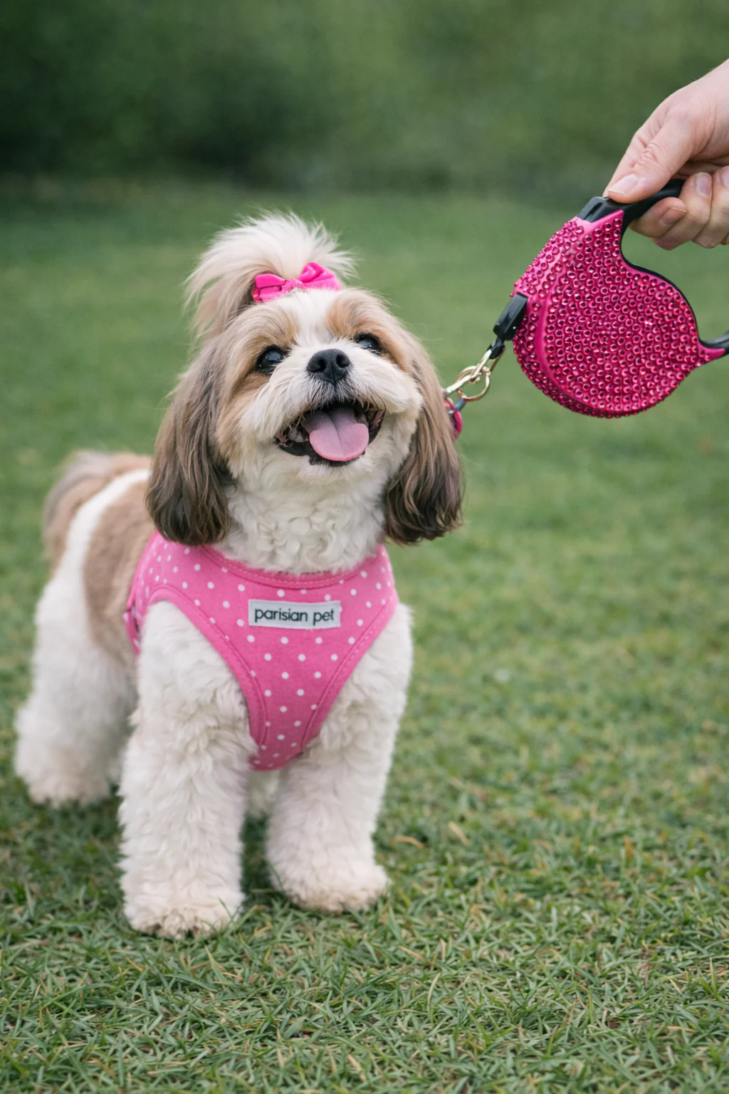 Parisian Pet 'Crystal Retractable Leash Dark Pink' for Dogs & Cats – Durable, Stylish 16-Foot Leash with Ergonomic Handle - Image 5