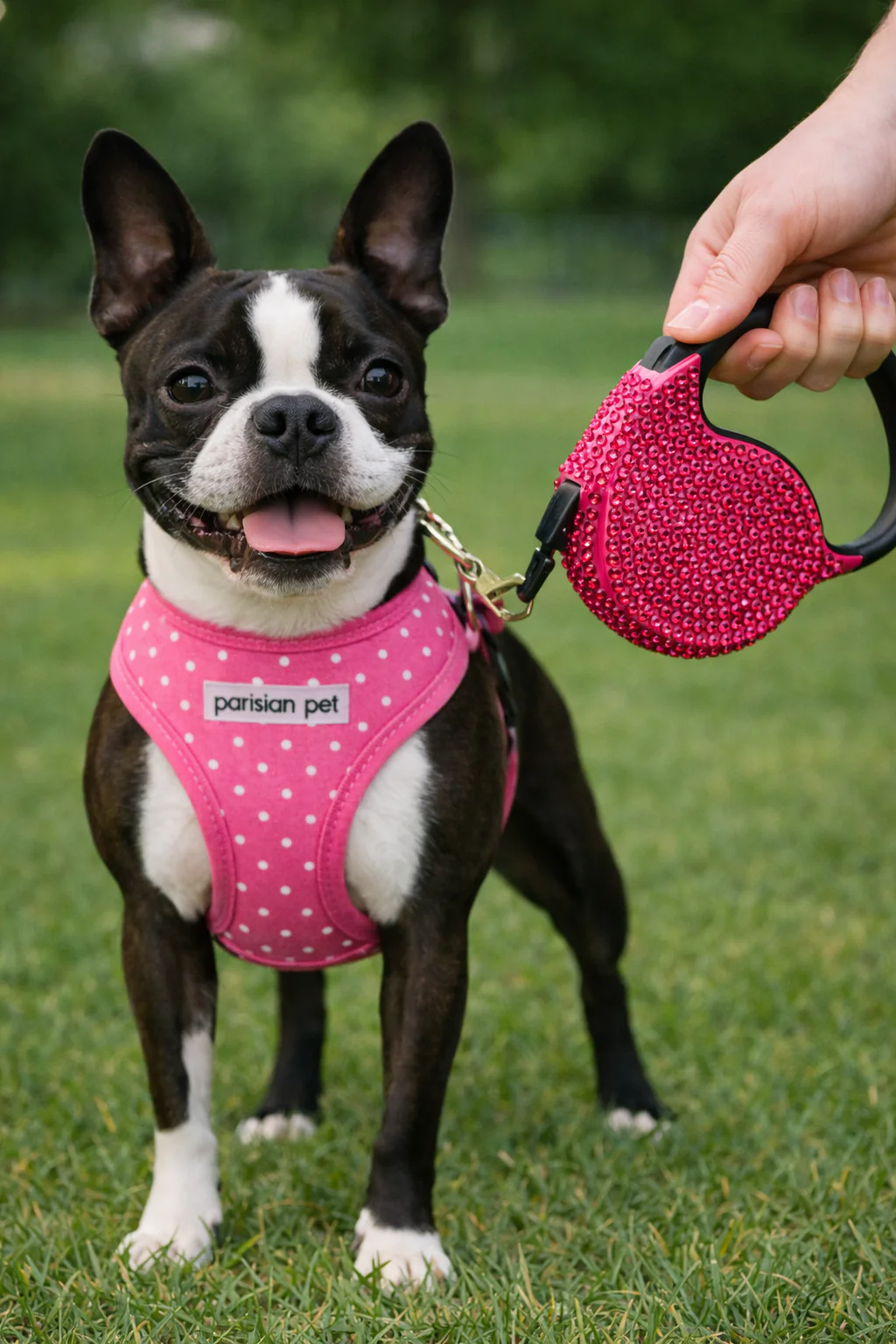 Parisian Pet 'Crystal Retractable Leash Dark Pink' for Dogs & Cats – Durable, Stylish 16-Foot Leash with Ergonomic Handle - Image 7