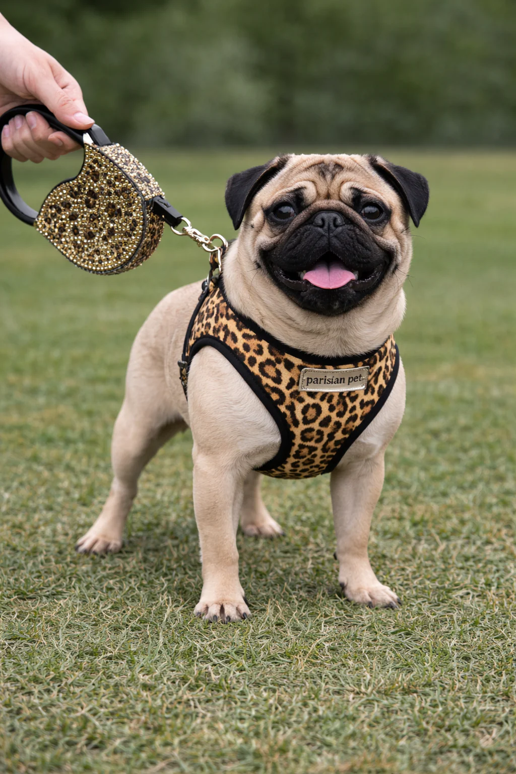 Parisian Pet 'Crystal Retractable Leash Leopard' for Dogs & Cats – Strong, Stylish Leash for Small Dogs, 16-Foot Length - Image 5