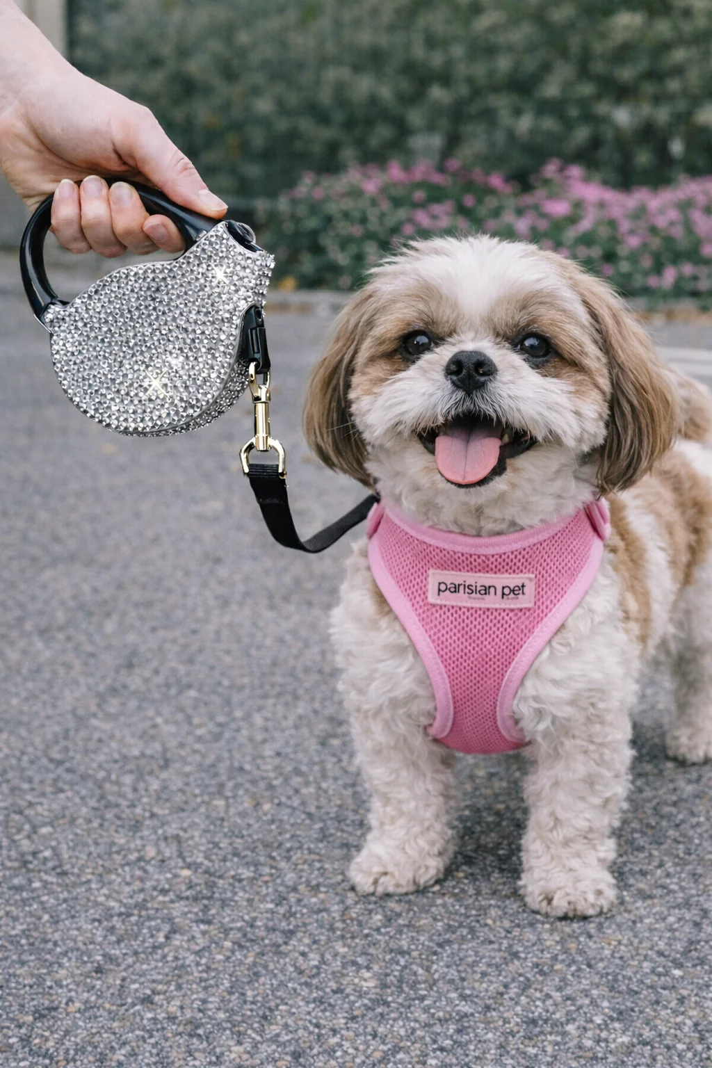 Parisian Pet 'Crystal Retractable Leash Silver' for Dogs & Cats – Durable, Stylish 16-Foot Leash with Comfortable Grip - Image 4
